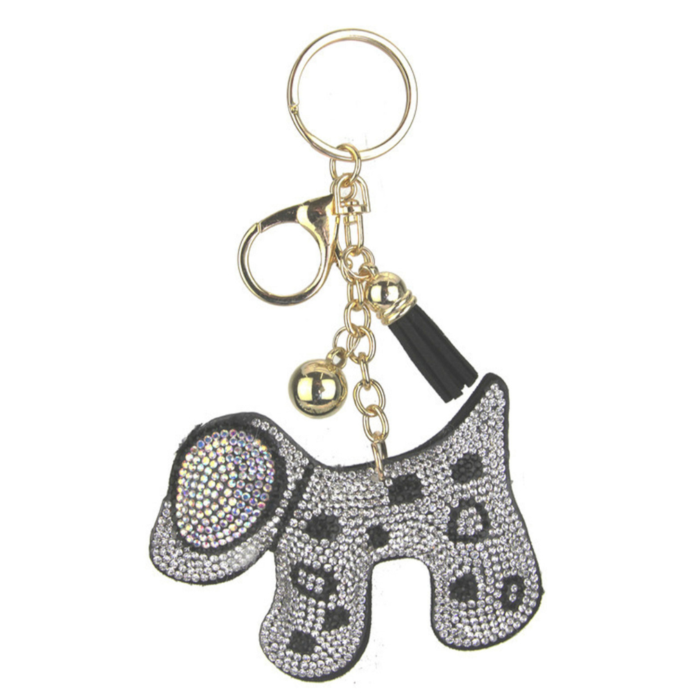 RHINESTONE DOG KEYCHAIN WITH TASSEL, KC444X 151