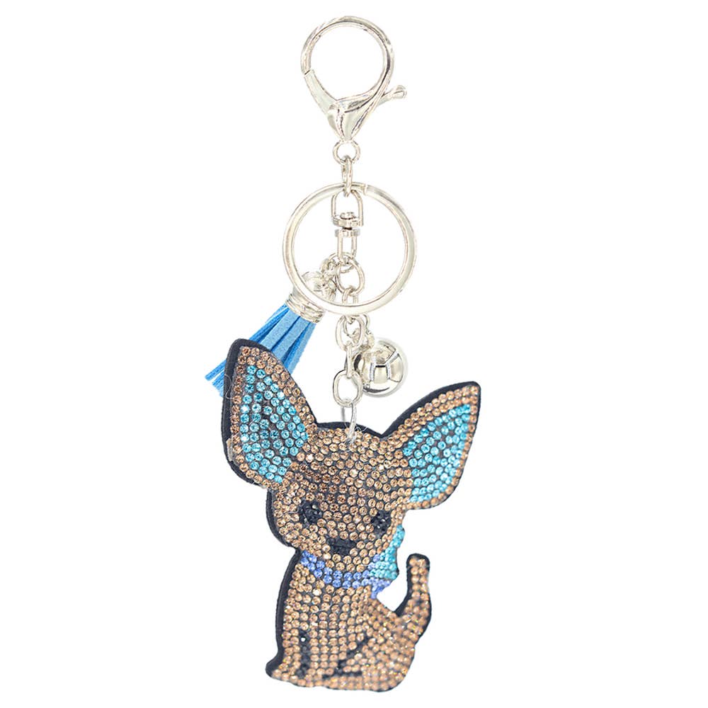 CUTE RHINESTONE DOG TASSEL KEY CHAIN, 31424