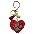 RHINESTONE HEART PAW KEYCHAIN WITH TASSEL, KC444X 784FL