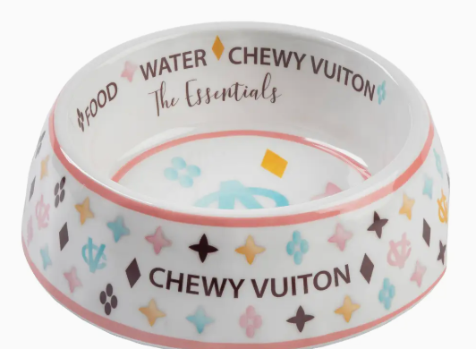 Chewy Vuiton Dog Bowl White - Medium