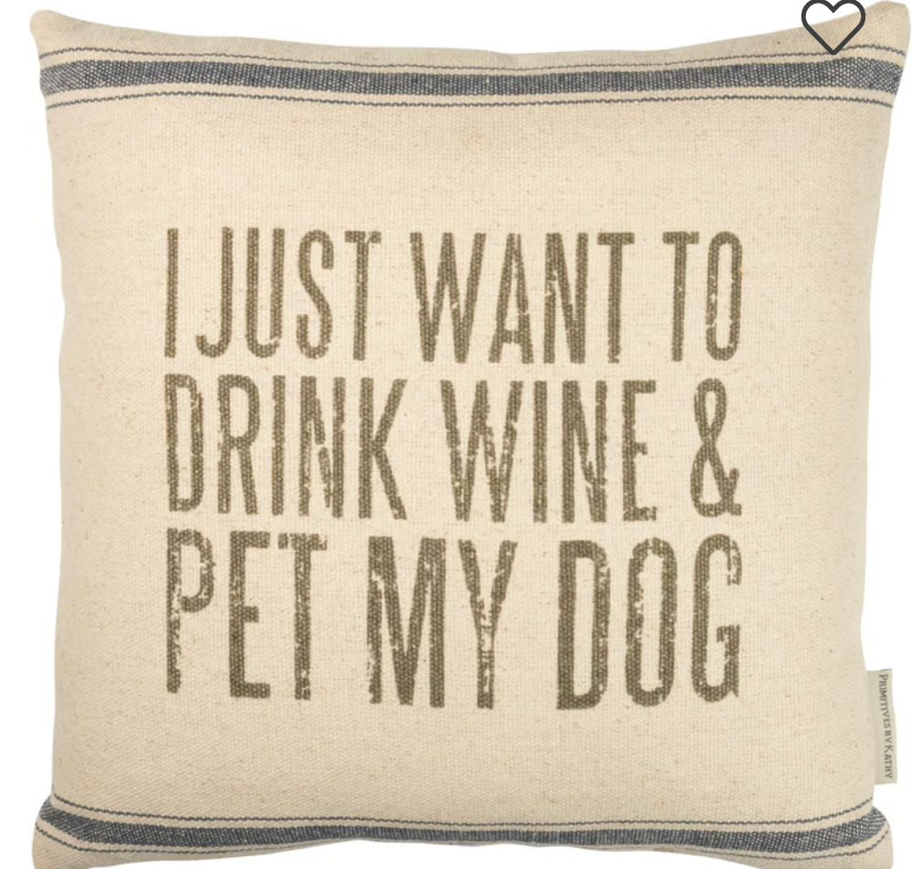 Pillow-Drink Wine and Pet Dog