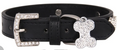 Pet Collar PU Leather Rhinestone Bone Pendent XS  BLACK