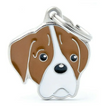 Metal Dog Head Pet Charm with metal ring.