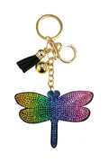 RHINESTONE DRAGONFLY KEYCHAIN WITH TASSEL, KC444X 305